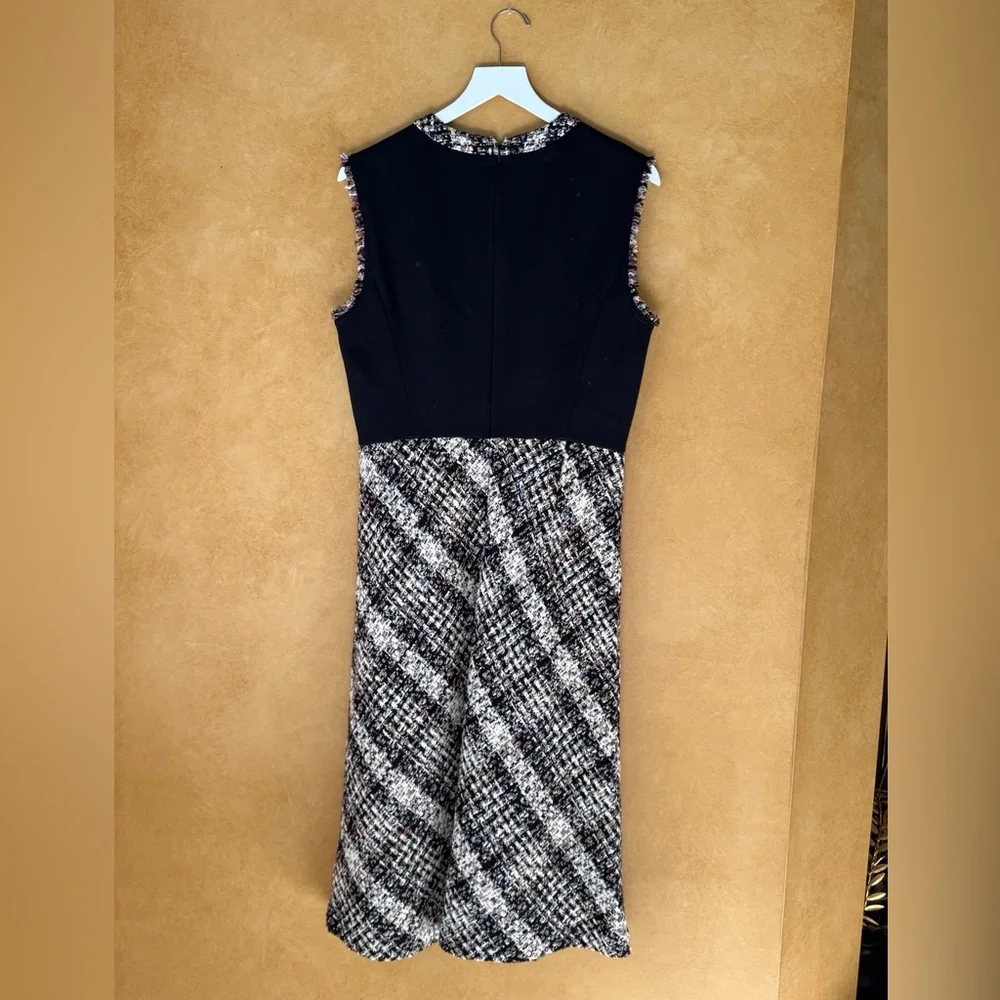 Tory Burch Black and White Sheath Midi Dress